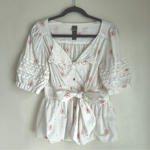 Anthropologie Lithe Rose Cameo Blouse Size 12